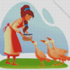 Girl With Geese Diamond Painting