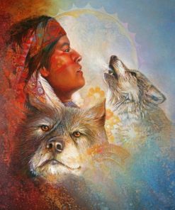 Native Wolf Boy Diamond Painting