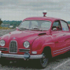 Red Saab Car Diamond Painting