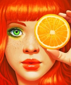 Orange Girl Diamond Painting