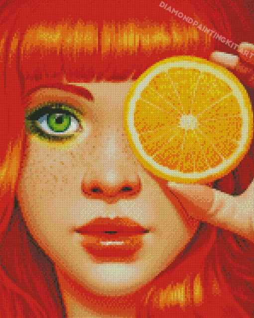 Orange Girl Diamond Painting