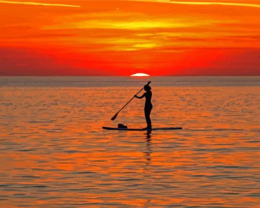 Paddleboardin Silhouette Diamond Painting