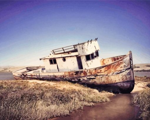 Stranded Boat Diamond Painting