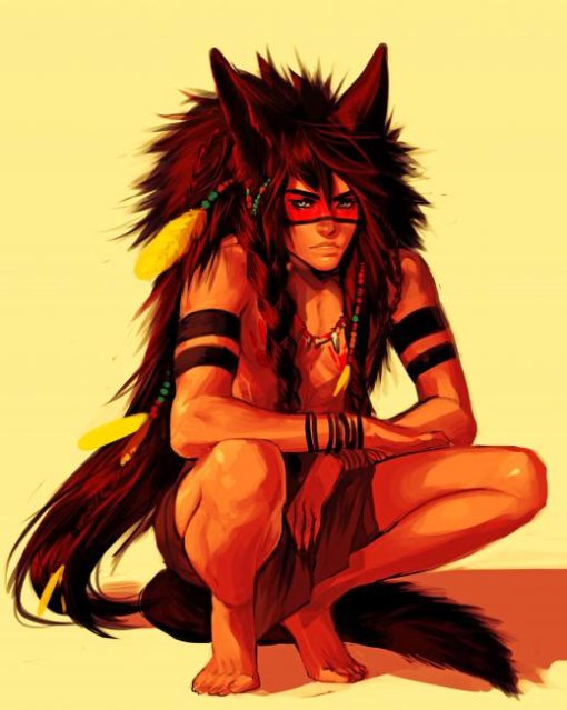 Tribal Wolf Boy Diamond Painting