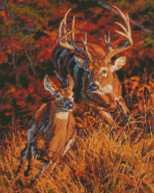 Whitetail Buck And Doe Diamond Painting