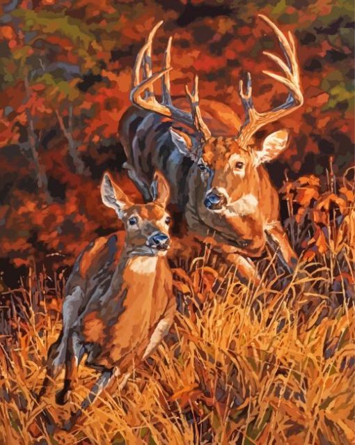 Whitetail Buck And Doe Diamond Painting