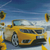 Yellow Saab Car Diamond Painting