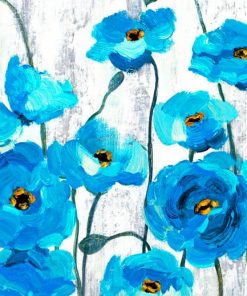 Abstract Blue Poppies Diamond Painting