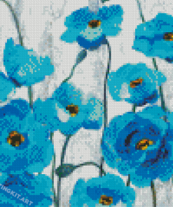 Abstract Blue Poppies Diamond Painting