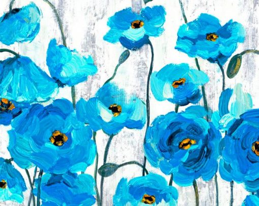 Abstract Blue Poppies Diamond Painting