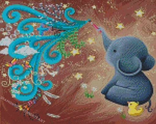 Aesthetic Elephant Baby Diamond Painting