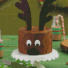 Brown Christmas Reindeer Cake Diamond Painting