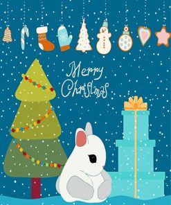 Cute Christmas Bunny Diamond Painting