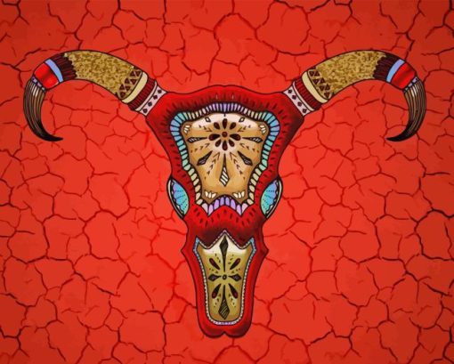 Mandala Cow Skull Diamond Painting