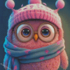 Pink Owl Diamond Painting