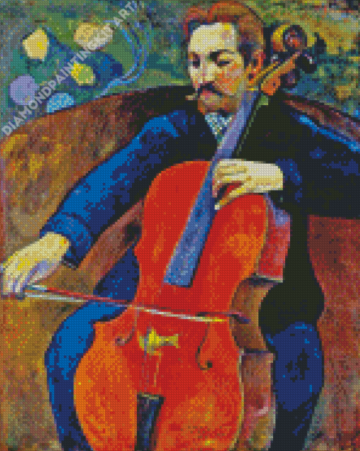 Vintage Violoncellist Man Diamond Painting