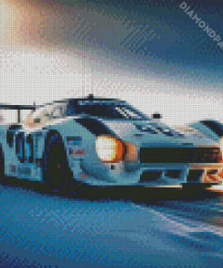 White Race Car Diamond Painting