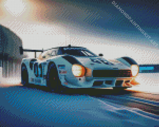 White Race Car Diamond Painting