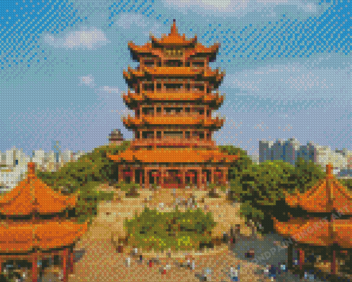 Yellow Crane Tower Diamond Painting