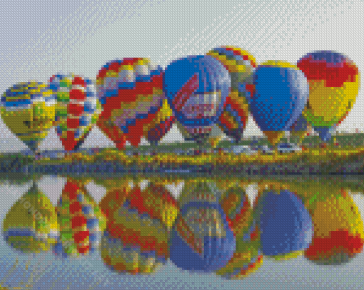 Air Balloon Fiesta Reflection Diamond Painting