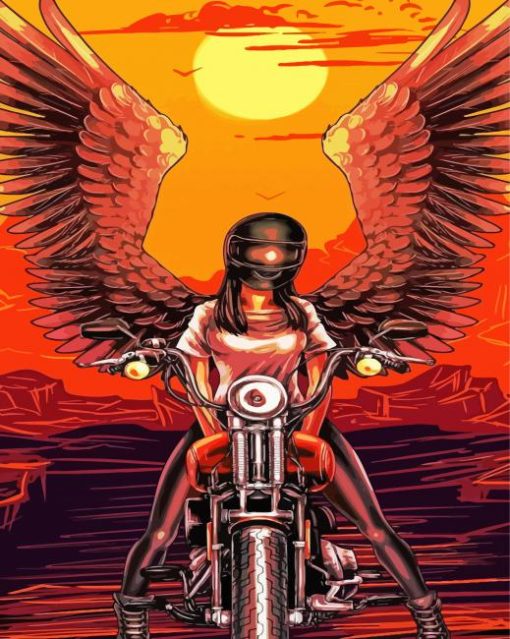 Angel Girl Motorcycle Diamond Painting