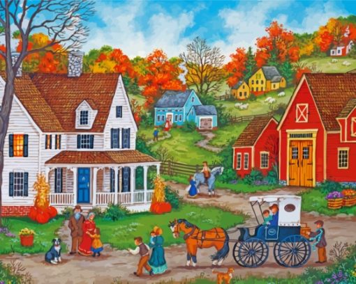 Autumn Family Farm Diamond Painting