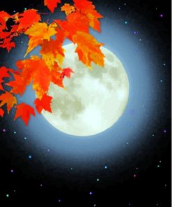 Autumn Leaves Moon Diamond Painting