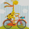 Cartoon Giraffe On Bicycle Diamond Painting