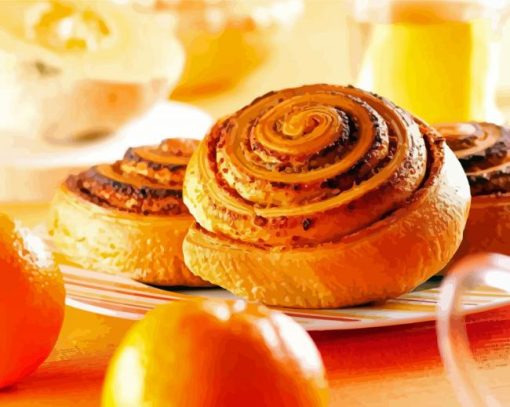 Cinnamon Rolls With Orange Diamond Painting