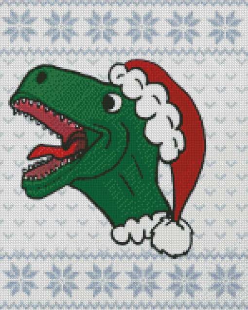 Dinosaur With Hat Christmas Diamond Painting