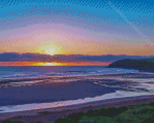 Croyde Beach At Sunset Diamond Painting