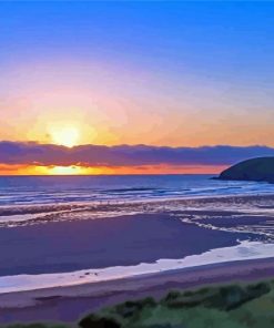 Croyde Beach At Sunset Diamond Painting