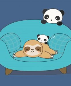 Cute Panda And Sloth Diamond Painting