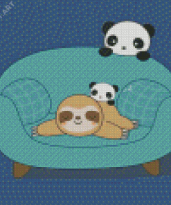 Cute Panda And Sloth Diamond Painting