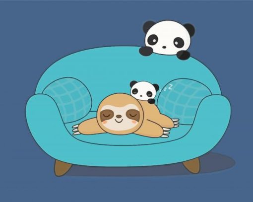 Cute Panda And Sloth Diamond Painting