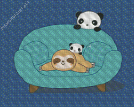 Cute Panda And Sloth Diamond Painting