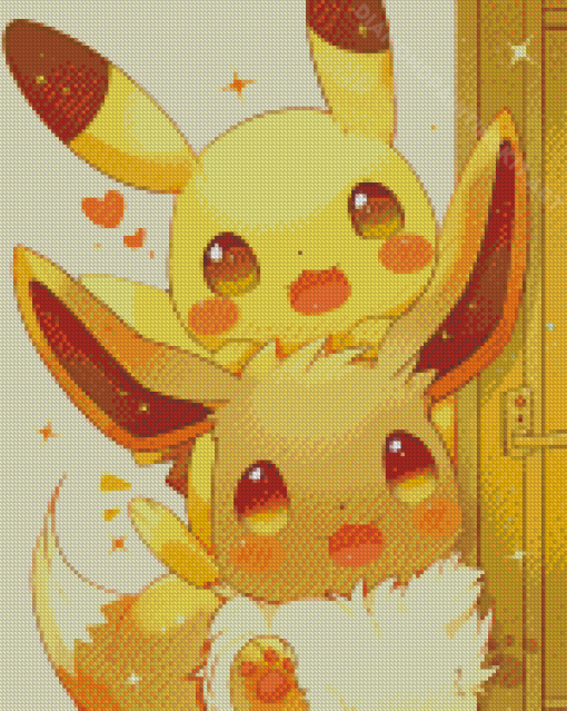 Cute Pikachu And Eevee Diamond Painting