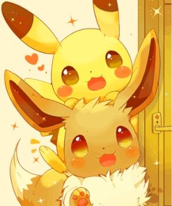 Cute Pikachu And Eevee Diamond Painting