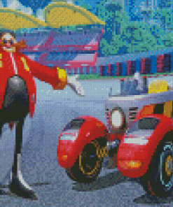 Doctor Eggman With Racing Car Diamond Painting