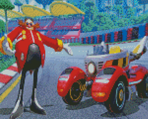 Doctor Eggman With Racing Car Diamond Painting