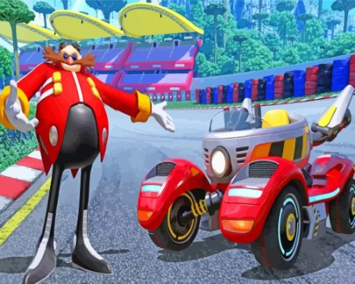 Doctor Eggman With Racing Car Diamond Painting