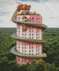 Dragon Pink Tower Diamond Painting