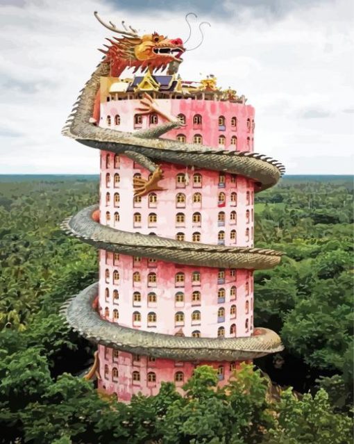 Dragon Pink Tower Diamond Painting