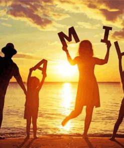 Family Beach At Sunset Diamond Painting