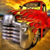 Flames On Vintage Truck Diamond Painting