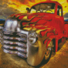 Flames On Vintage Truck Diamond Painting