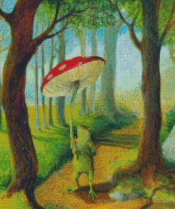 Frog And Mushroom In Forest Diamond Painting