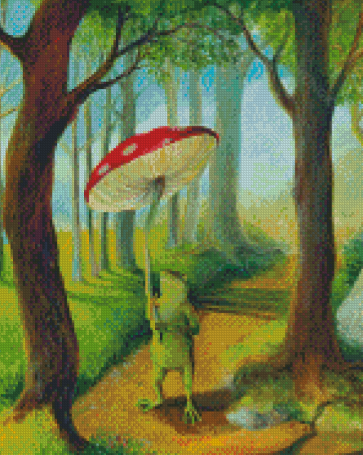 Frog And Mushroom In Forest Diamond Painting