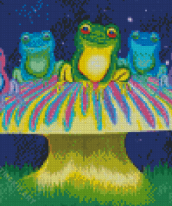 Frogs On Mushrooms Diamond Painting