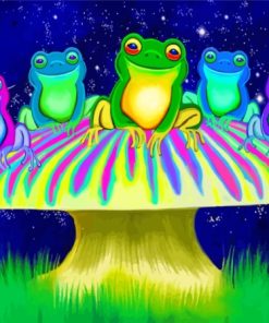 Frogs On Mushrooms Diamond Painting